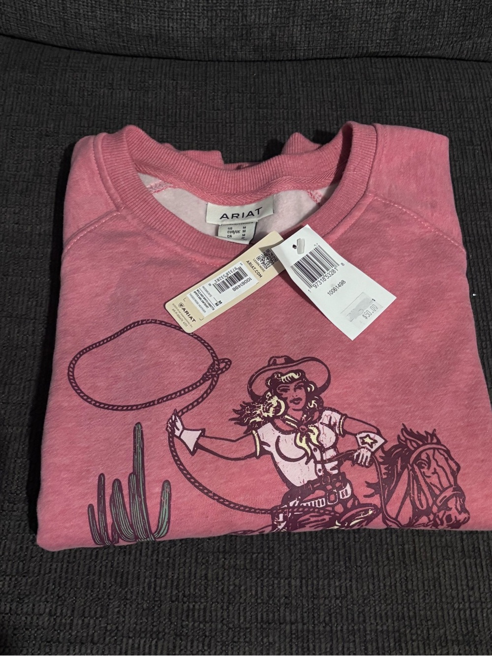 Ariat Wild & Wanted Western Cowgirl Graphic Sweatshirt Pink M NWT